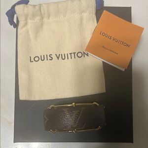 Louis Vuitton Brown Monogram Resin Cuff with Gold Accents